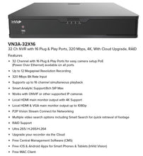 Load image into Gallery viewer, 32 Ch NVR with 16 Plug & Play Ports