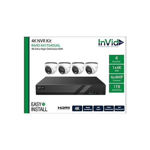 (4) 4-Megapixel Turret Cameras with (1) 4 Channel NVR Bundle & (1) IHDD-1TB