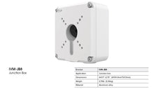 Load image into Gallery viewer, White IVM-JB8 Junction Box with dimensions, weight, and material specifications.