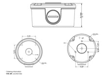 Load image into Gallery viewer, Technical drawing of IVM-JB9 Junction Box with front and side views, including dimensions and specifications.