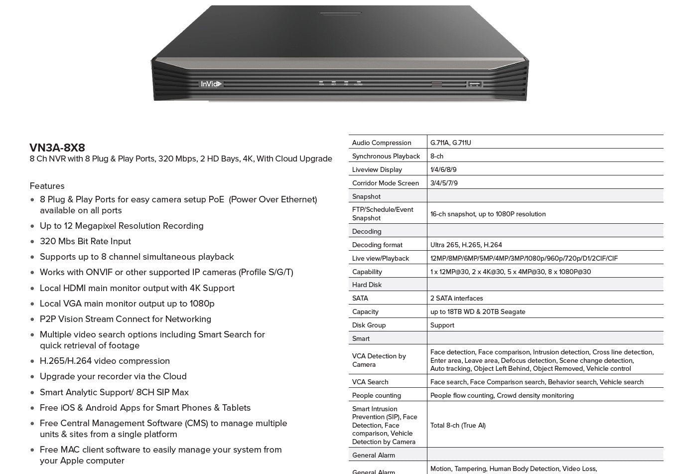 Nvr Specification 8 Channel NVR with 2 TB + 6 4MP Turret Cameras