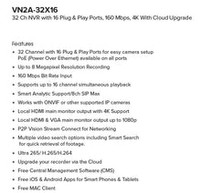 Load image into Gallery viewer, 32 Channel NVR with 16 Plug &amp; Play Ports